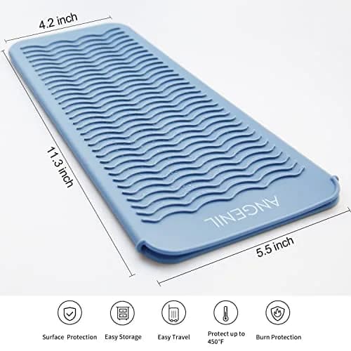 ANGENIL Heat Resistant Silicone Mat & Pouch for Hair Tools | Safe Travel Flat Iron & Curlers (28.57 cm x 13.97 cm) thumbnail 3