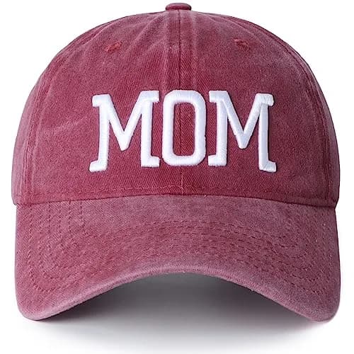 Aeonda Mom and Dad Hats Set of 2 Pcs Adjustable Washed Cotton 3D Embroidered Baseball Caps | Black Red thumbnail 8