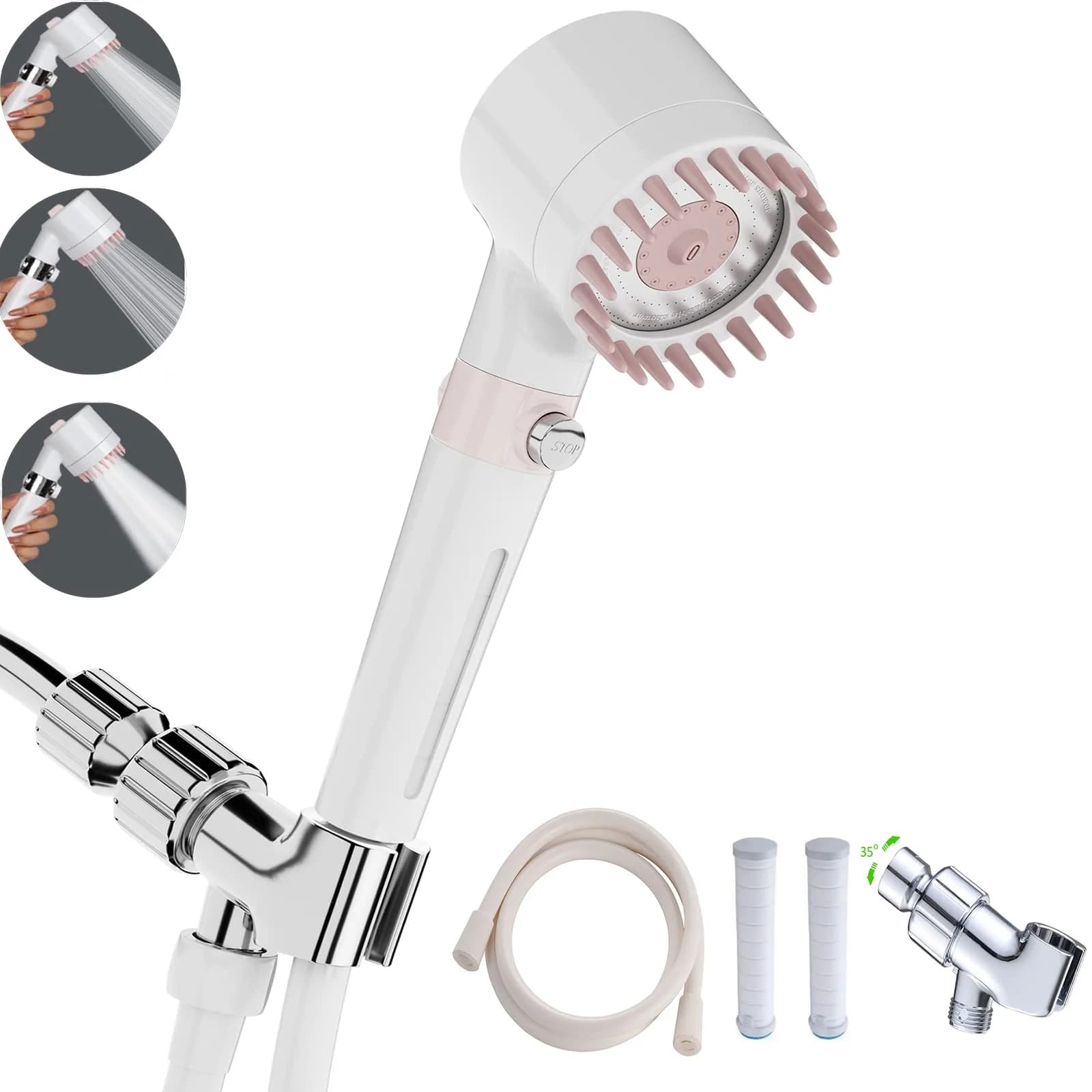 xianshengle Shower Head with Handheld | High Pressure, 4 Modes, Filtered, 59" Hose, Durable ABS