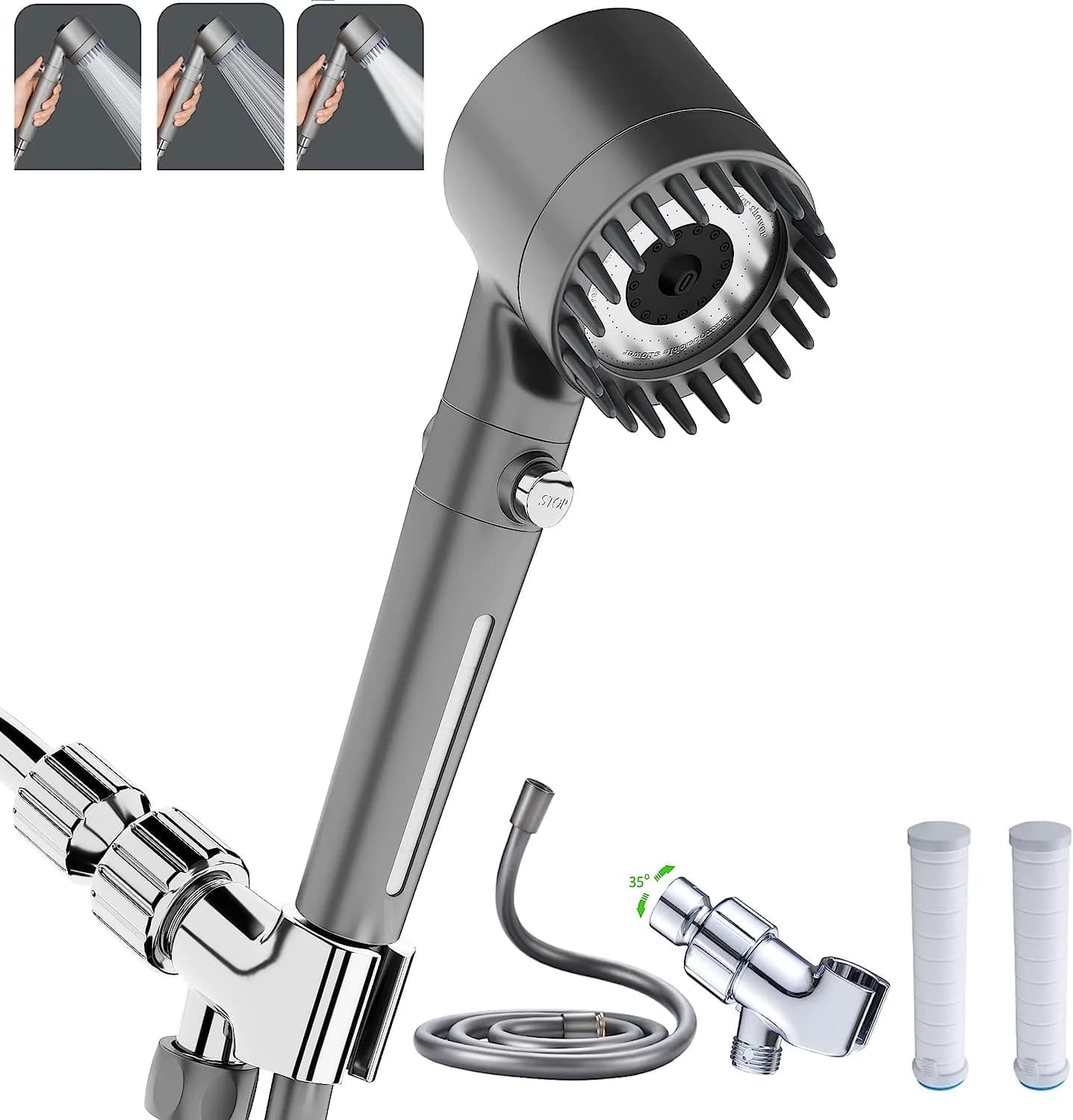 xianshengle Shower Head with Handheld 3 Modes | High Pressure, Water Saving, Filtered, 59" Hose
