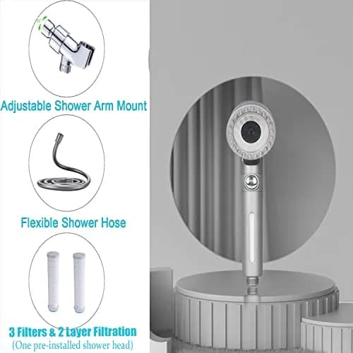 xianshengle Shower Head with Handheld 3 Modes | High Pressure, Water Saving, Filtered, 59" Hose thumbnail 8
