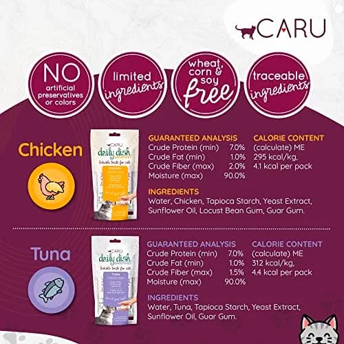 Caru Daily Dish Smoothies - Lickable Chicken Cat Treat 4 Pouches Pack of 6 | Wholesome Protein Snack for Cats thumbnail 3