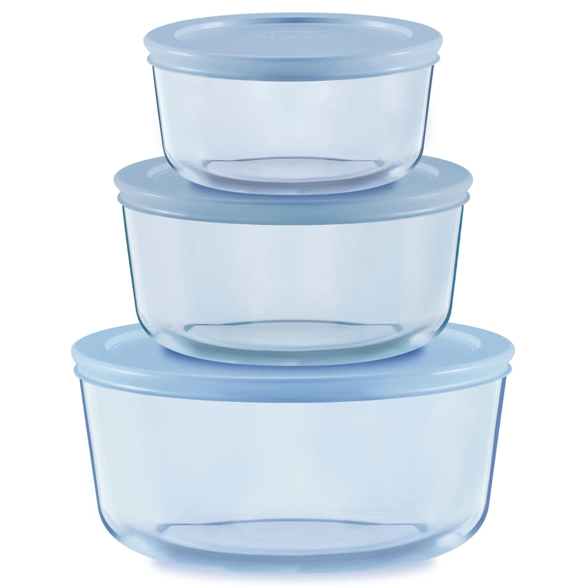 Pyrex Glass Food Storage Containers Set (6-Piece) Small/Medium Round | Stain & Odor Resistant, Microwave & Dishwasher Safe — Medium Round