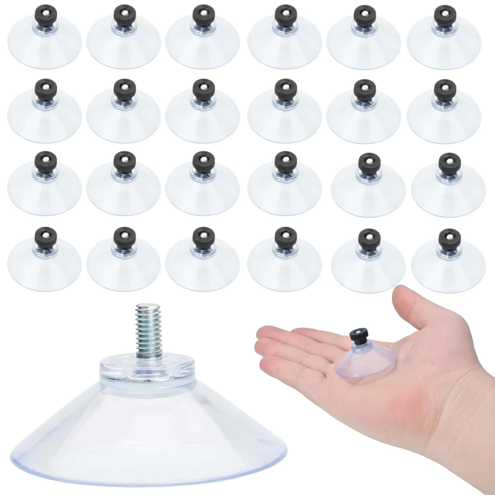 AccEncyc 40mm Black PVC Suction Cups with Stainless Steel Threads, 24 Pieces | Heavy Duty Utility Hooks - main product image