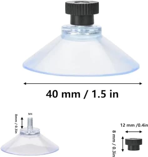 AccEncyc 40mm Clear PVC Suction Cups with Stainless Steel Threads, 12pcs | Heavy Duty Utility Hooks for Smooth Surfaces thumbnail 2