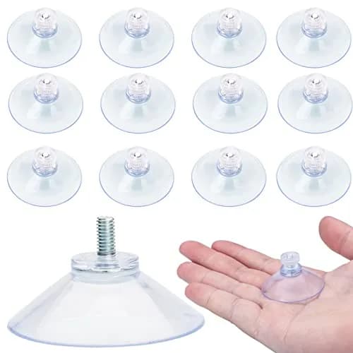 AccEncyc Clear PVC Suction Cups with Stainless Steel Screws, 40mm Diameter, 12-Pack | Heavy Duty Utility Hooks for Smooth Surfaces thumbnail 1