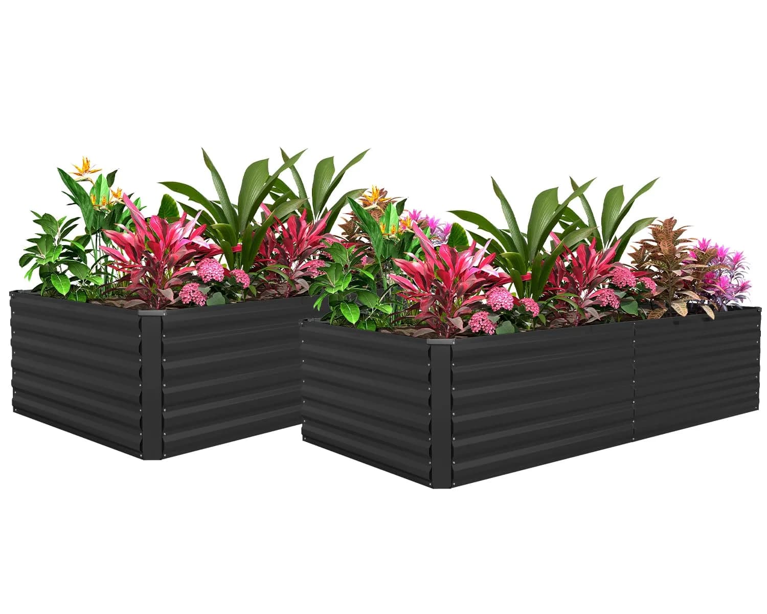 FOOWIN 6x3x2ft Raised Garden Bed Outdoor, Galvanized Steel Garden Beds | Eco-Friendly, Durable & Easy to Assemble — Black