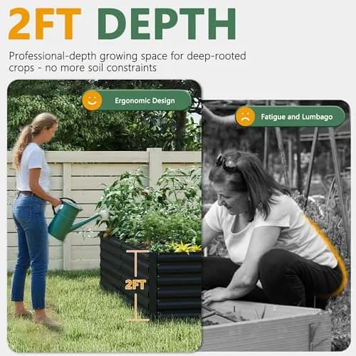 FOOWIN 6x3x2ft Raised Garden Bed Outdoor, Galvanized Steel Garden Beds | Eco-Friendly, Durable & Easy to Assemble thumbnail 4