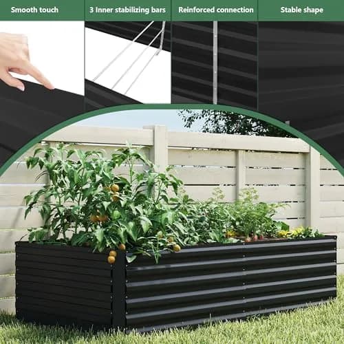 FOOWIN 6x3x2ft Raised Garden Bed Outdoor, Galvanized Steel Garden Beds | Eco-Friendly, Durable & Easy to Assemble thumbnail 5