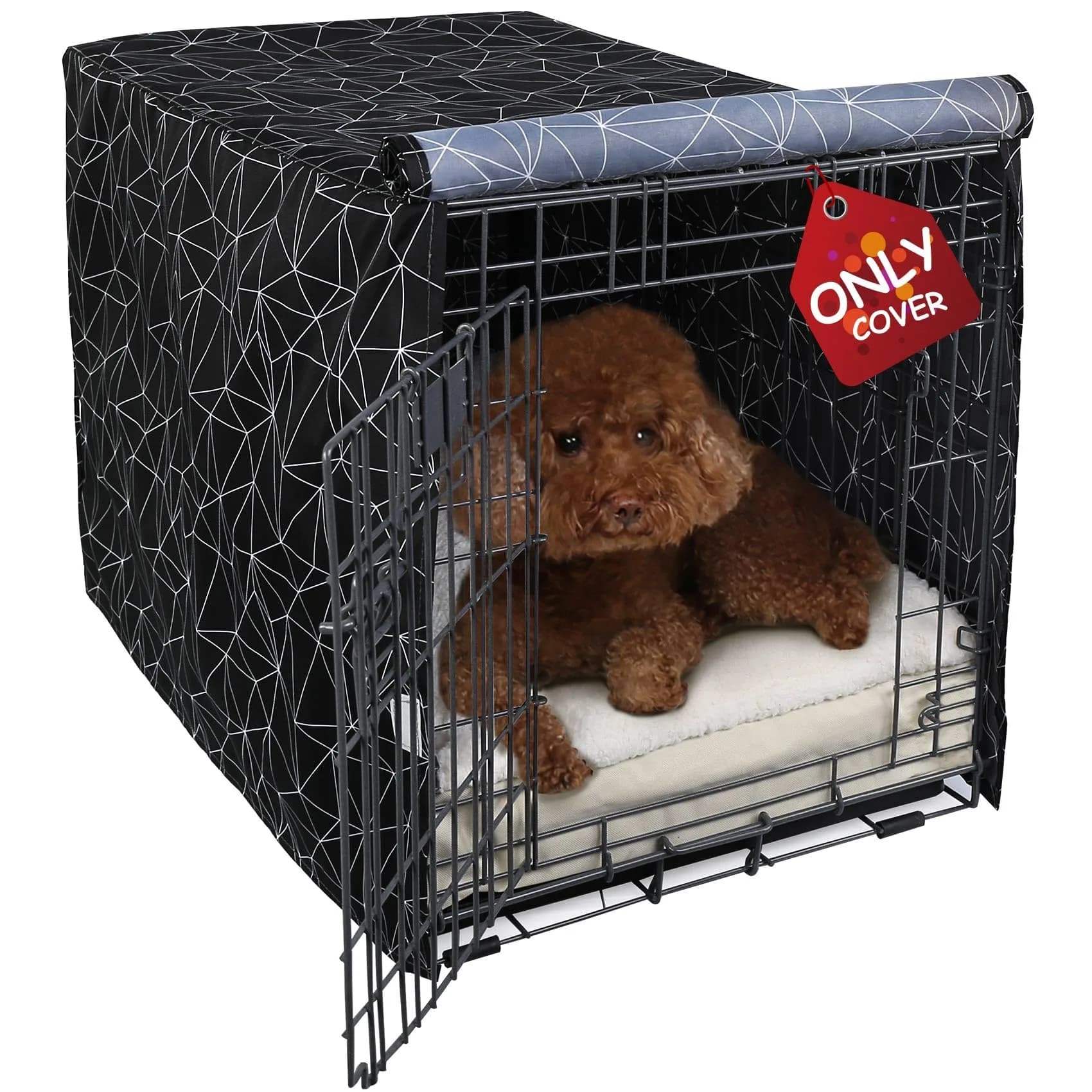 Explore Land Pattern Dog Crate Cover, 42 Inches | Polygonal Design for Standard Wire Crates - main product image