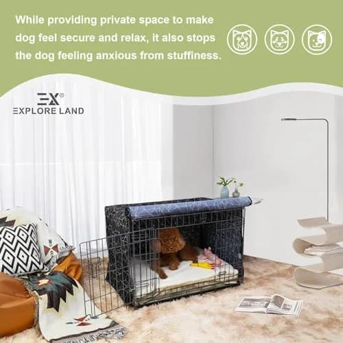 Explore Land Pattern Dog Crate Cover, 42 Inches | Polygonal Design for Standard Wire Crates thumbnail 6