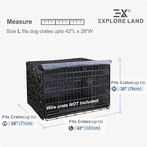 Explore Land Pattern Dog Crate Cover, 42 Inches | Polygonal Design for Standard Wire Crates thumbnail 2