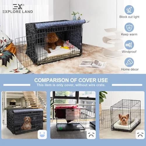 Explore Land Pattern Dog Crate Cover, 42 Inches | Polygonal Design for Standard Wire Crates thumbnail 3
