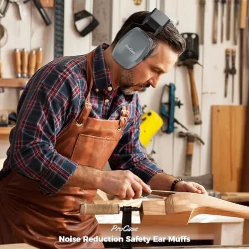 ProCase SNR33dB Noise Reduction Ear Muffs, Adult Hearing Protection, 32dB NRR, Grey | Tactical Style for Shooting & Industrial Use thumbnail 5