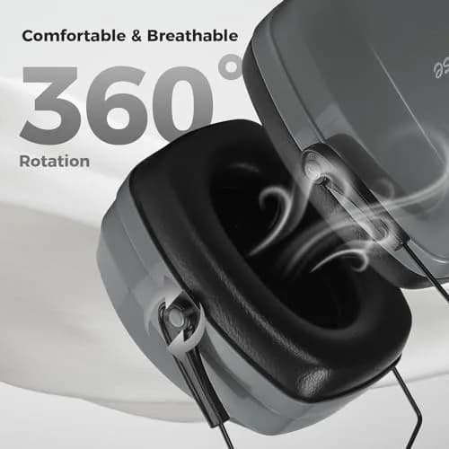 ProCase SNR33dB Noise Reduction Ear Muffs, Adult Hearing Protection, 32dB NRR, Grey | Tactical Style for Shooting & Industrial Use thumbnail 8