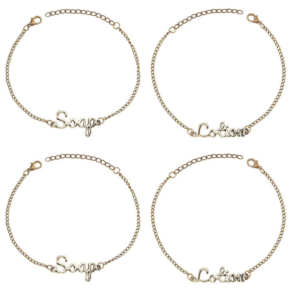 OLYCRAFT 8Pcs Soap and Lotion Dispenser Tags with Chains, Antique Bronze Alloy | Set of 4 Soap Labels & 4 Lotion Labels - main product image