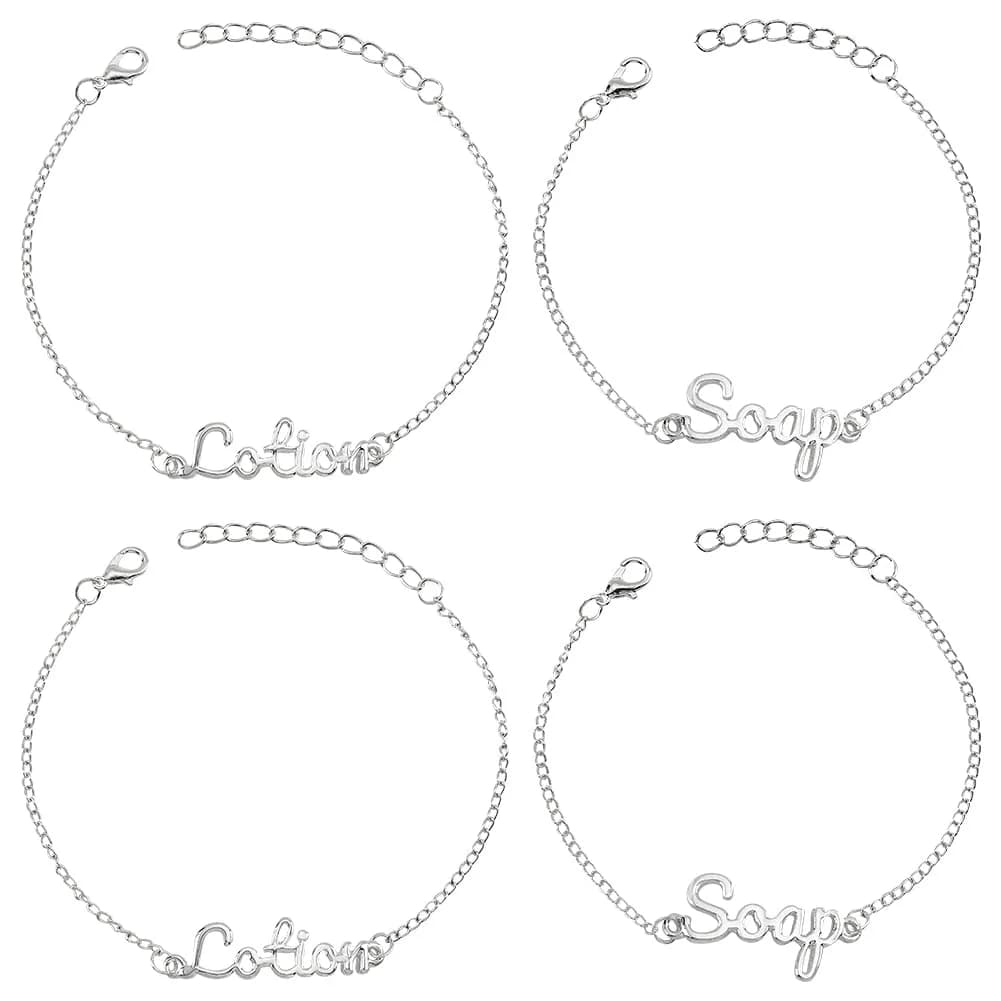 OLYCRAFT Silver 8Pcs Alloy Bottle Tags | Unique Handwritten Letter Design - main product image