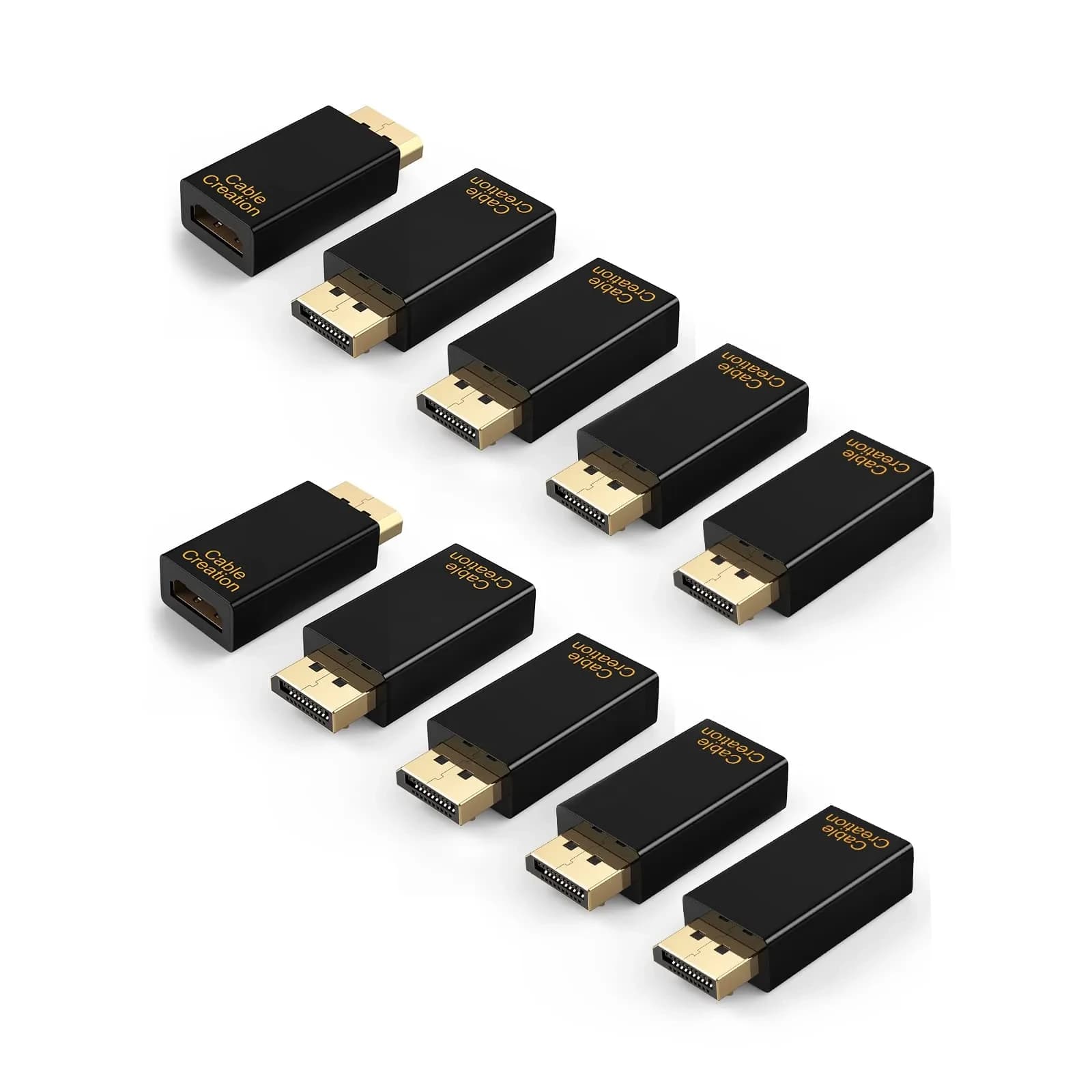CableCreation Active DisplayPort to HDMI Adapter 5 Pack, 1080P DP to HDMI | Unidirectional Gold-Plated Connector — black