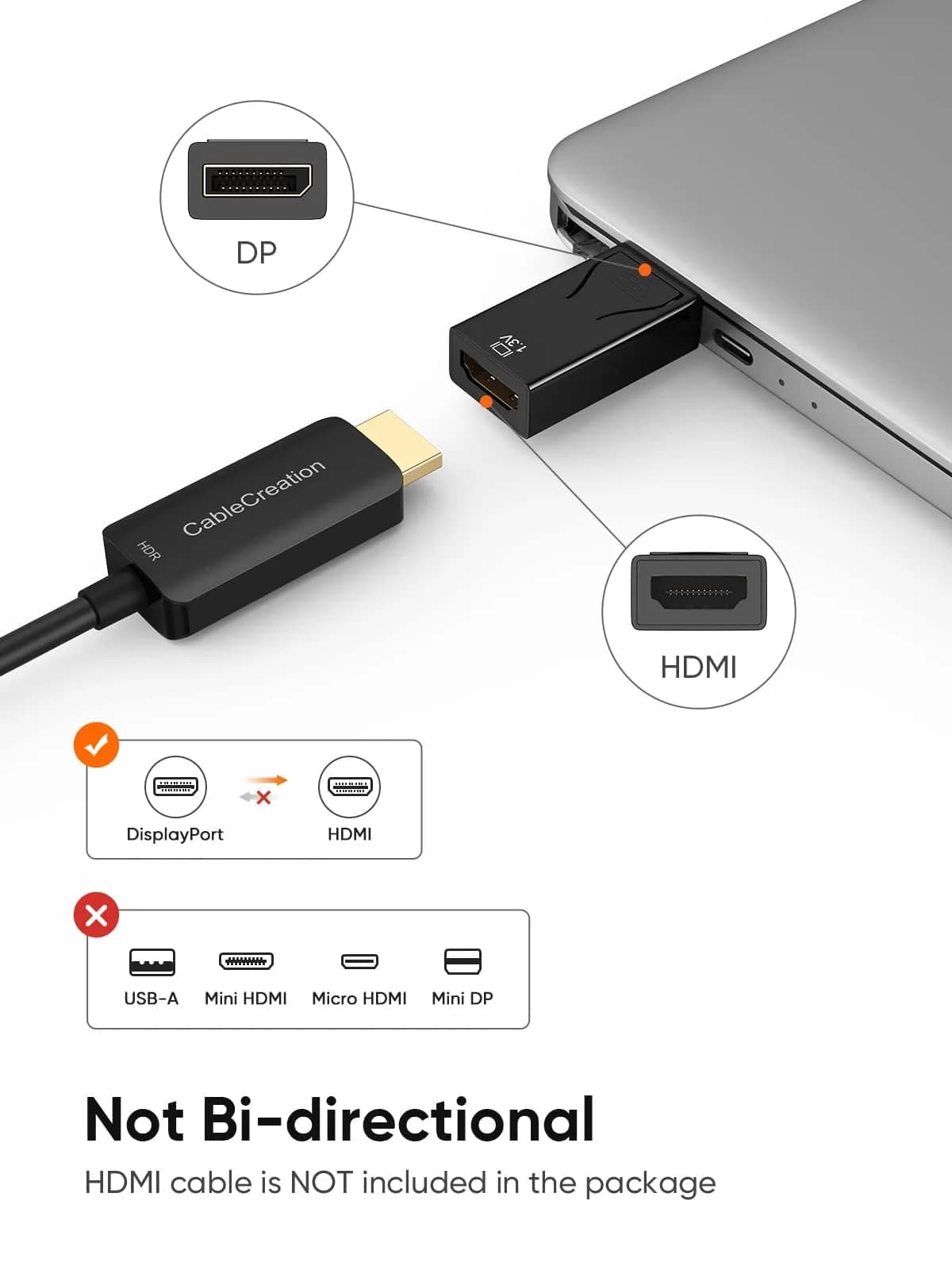 CableCreation Active DisplayPort to HDMI Adapter 10 Pack, 1080P Gold Plated | Transmits Audio & Video - view 3