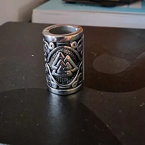 VALHALLA Viking Beard Bead for Men and Women, Clip-On 316L Stainless Steel | Norse Valknut Motif thumbnail 7