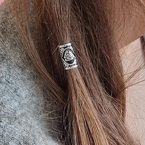 VALHALLA Viking Beard Bead for Men and Women, Clip-On 316L Stainless Steel | Norse Valknut Motif thumbnail 5