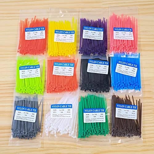 HexinYigjly 1200Pcs 100mm (4 Inch) Mixed Colored Nylon Zip Ties | UV Resistant & Durable for Cable Management thumbnail 4