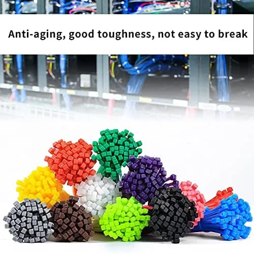 HexinYigjly 1200Pcs 100mm (4 Inch) Mixed Colored Nylon Zip Ties | UV Resistant & Durable for Cable Management thumbnail 6