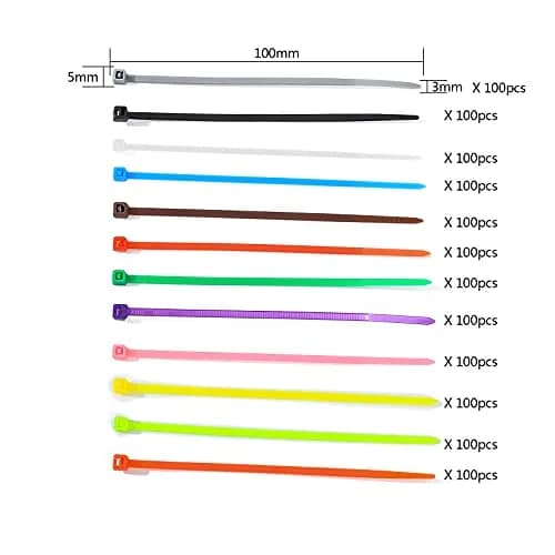 HexinYigjly 1200Pcs 100mm (4 Inch) Mixed Colored Nylon Zip Ties | UV Resistant & Durable for Cable Management thumbnail 2