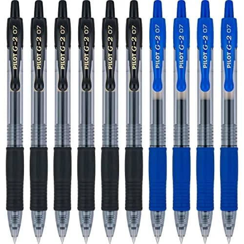 PILOT G2 Rolling Ball Gel Pens, 0.7 mm Fine Point, 6 Black & 4 Blue Ink Pens, 10-Pack | Smooth Writing Instrument thumbnail 2