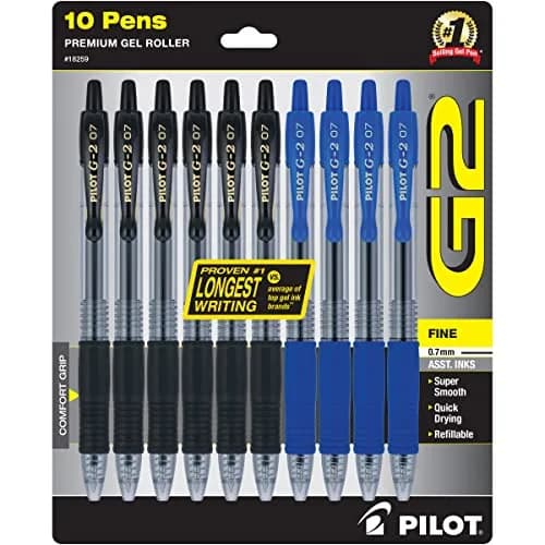PILOT G2 Rolling Ball Gel Pens 0.5mm Assorted Colors 5-Pack | Smooth Ink Flow for Students & Office — Black & Blue