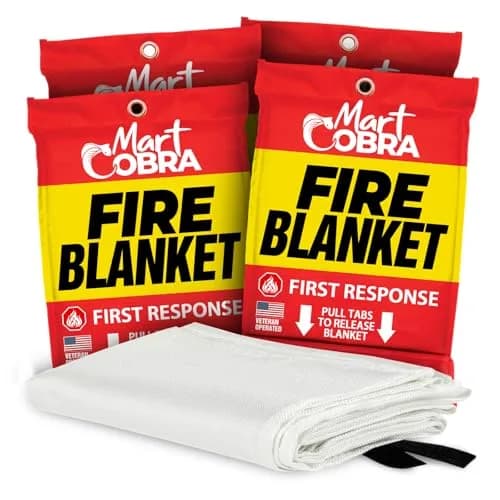 Mart Cobra Emergency Fire Blanket for Home & Kitchen 4-Pack Safety | Flame Retardant Fiberglass Blanket for Kitchen & Home Use thumbnail 1