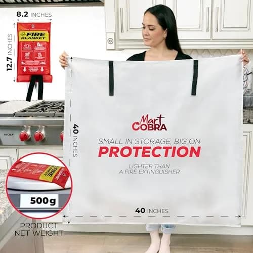 Mart Cobra Emergency Fire Blanket for Home & Kitchen 4-Pack Safety | Flame Retardant Fiberglass Blanket for Kitchen & Home Use thumbnail 4