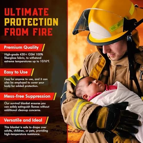 Mart Cobra Emergency Fire Blanket for Home & Kitchen 4-Pack Safety | Flame Retardant Fiberglass Blanket for Kitchen & Home Use thumbnail 2