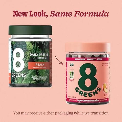 8G Daily Greens Gummies Peach 100 Count | Supports Metabolism & Immunity thumbnail 2