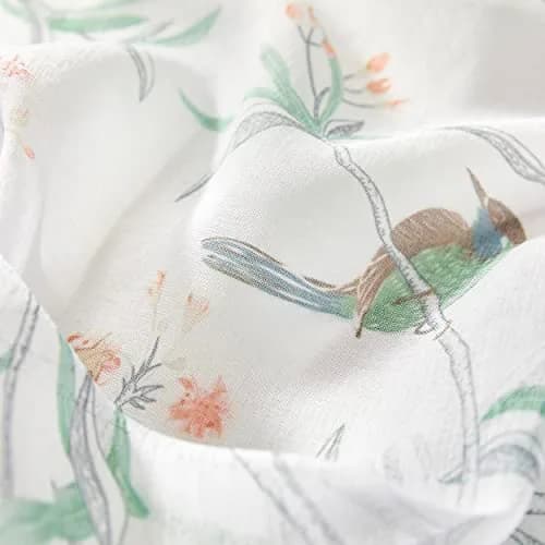 XTMYI White Sheer Floral Curtains 84 Inches Long (213 cm) | Vintage Floral Bird Cottage Core Design, 2 Panels thumbnail 4