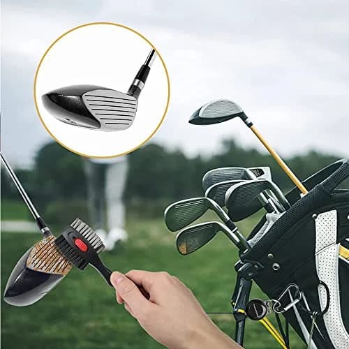 THIODOON 2 Pack Golf Club Brush and Groove Cleaner with Magnetic Keychain | Oversized Brush Head & Retractable Spike (2pcs Black Red) thumbnail 7