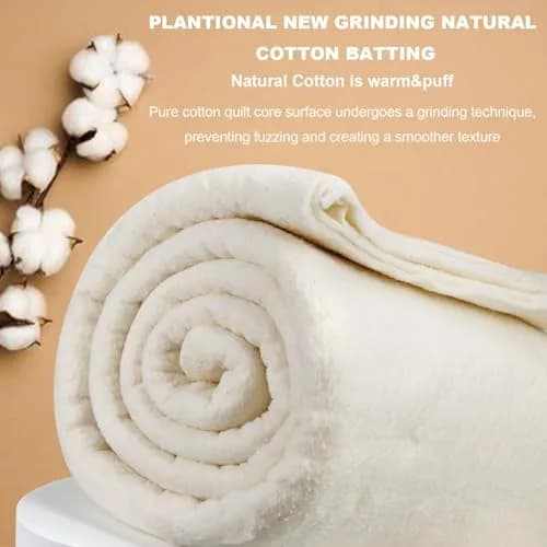 PLANTIONAL 47" x 59" Natural Cotton Quilt Batting | Soft, Warm & Resistant to Tearing thumbnail 8