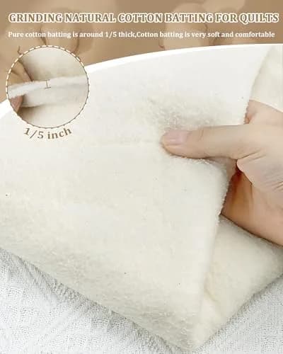PLANTIONAL Natural Cotton Quilt Batting 79x91 Inch (200cm x 231cm) | Soft, Warm, Tear-Resistant Fabric for Quilts thumbnail 5