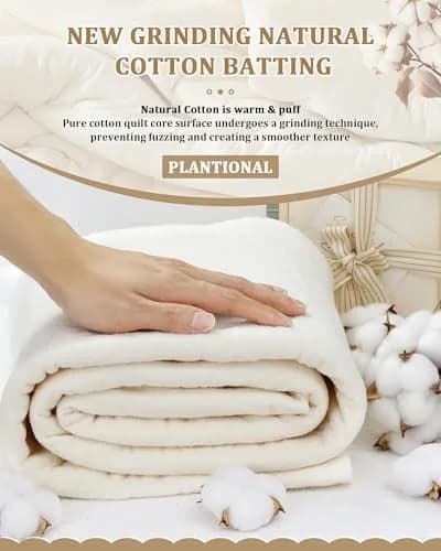 PLANTIONAL Natural Cotton Quilt Batting 79x91 Inch (200cm x 231cm) | Soft, Warm, Tear-Resistant Fabric for Quilts thumbnail 3