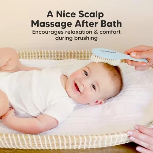 KeaBabies Wooden Baby Hair Brush for Toddler, Infant Cradle Cap | Gentle Goat Hair Bristles (7.25" x 2") thumbnail 5