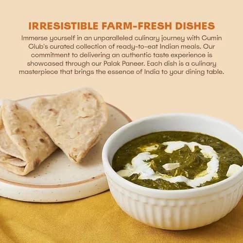the cumin club Indian Palak Paneer - Ready to Eat Vegetarian Meal | Farm-Natural Goodness, 5 Pack thumbnail 4