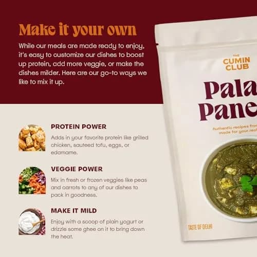 the cumin club Indian Palak Paneer - Ready to Eat Vegetarian Meal | Farm-Natural Goodness, 5 Pack thumbnail 6