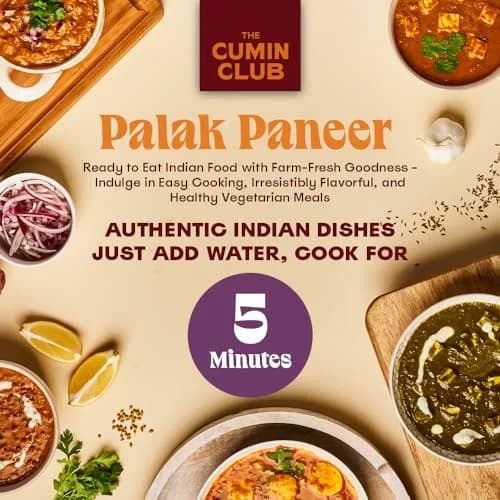 the cumin club Indian Palak Paneer - Ready to Eat Vegetarian Meal | Farm-Natural Goodness, 5 Pack thumbnail 2