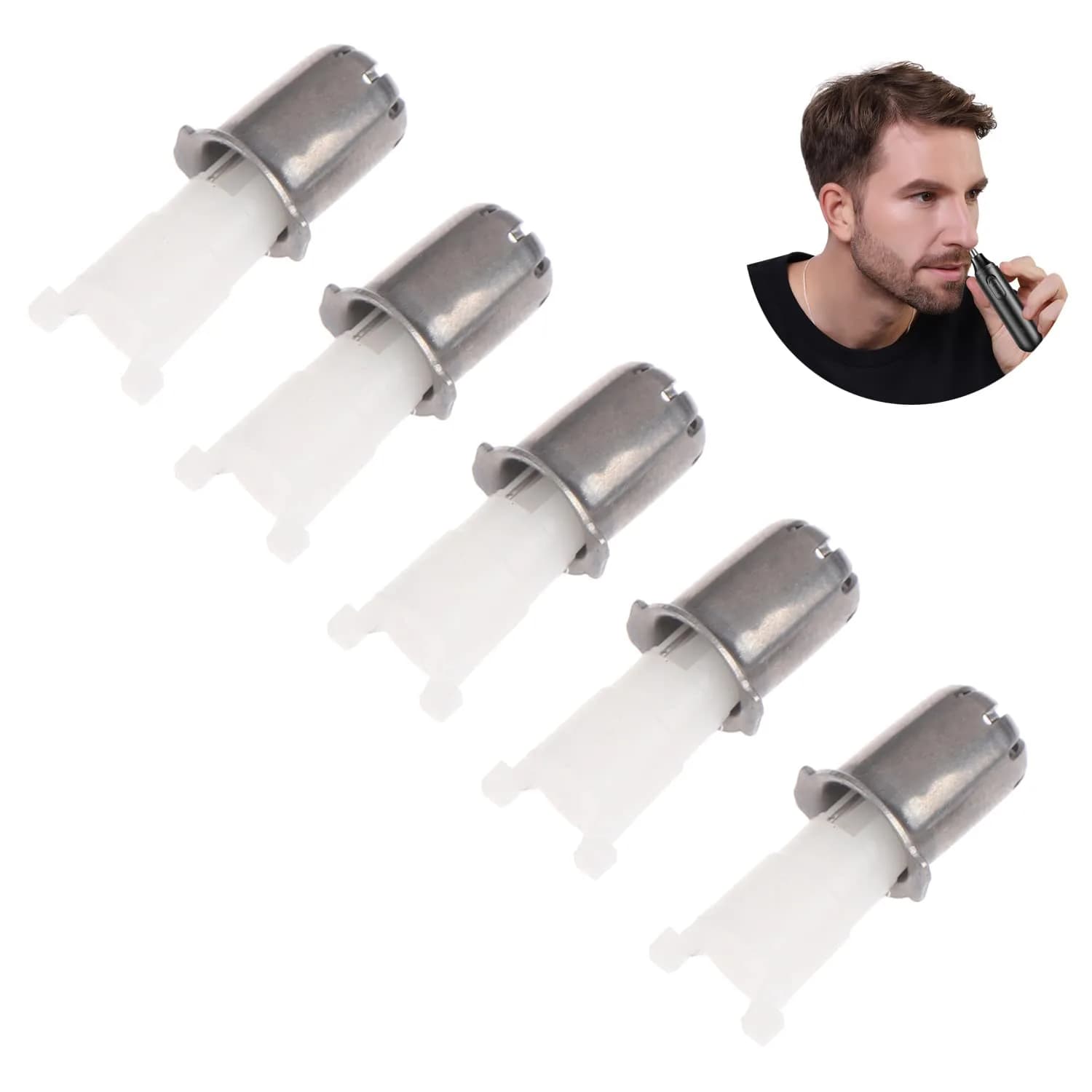 TorSor Nose Hair Trimmer Replacement Heads 5 Pack | Waterproof, Universal Cutter Blades for Razor Trimming Ear Eyebrow Hairs