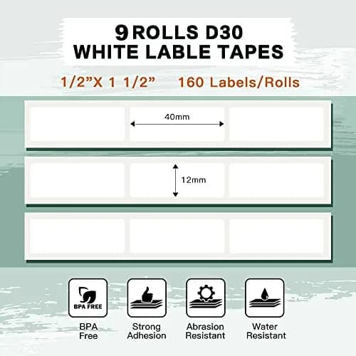 Phomemo D30 Labels Thermal Freezer Labels 12x40mm | Water-Resistant, Easy Removal, 9 Rolls thumbnail 2