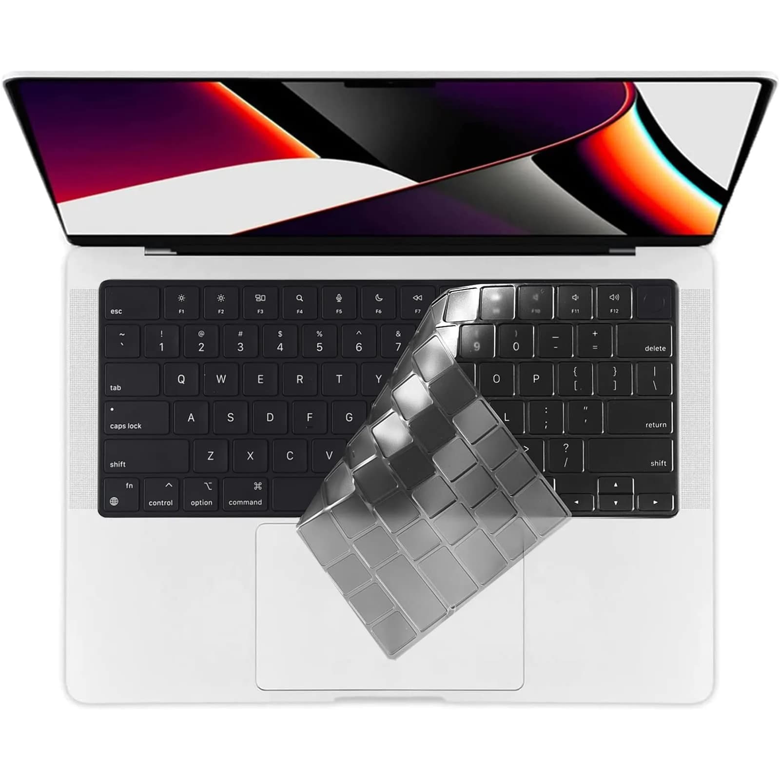 EooCoo Gray Clear Ultra-Thin TPU Keyboard Cover Skin Protector for MacBook Pro 14/16" & Air 13/15" - main product image