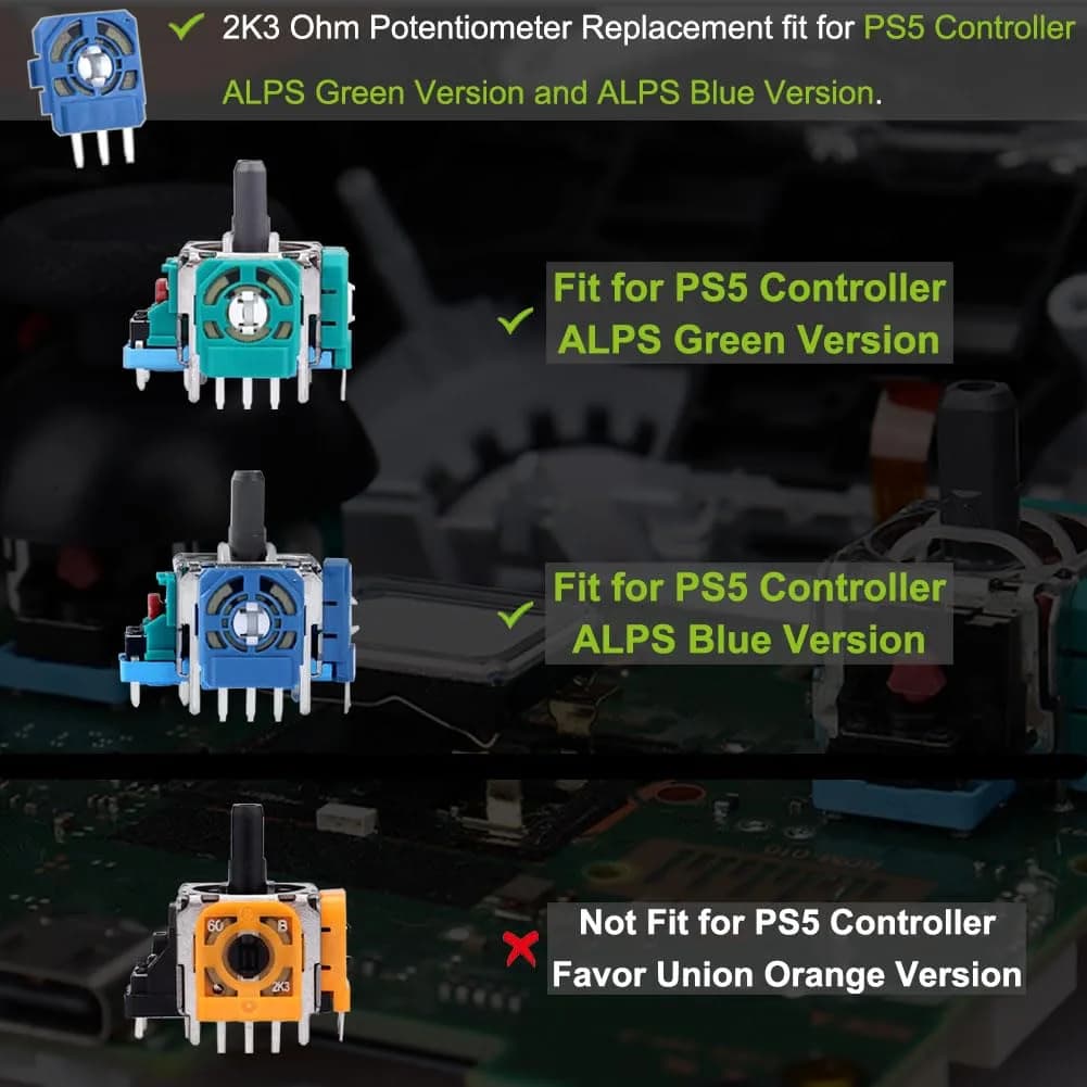 Ikpek 2K3 Ohm Potentiometer Replacement Kit for Dualsense PS5 Controller, 20pcs | Fixes Stick Drift - view 2