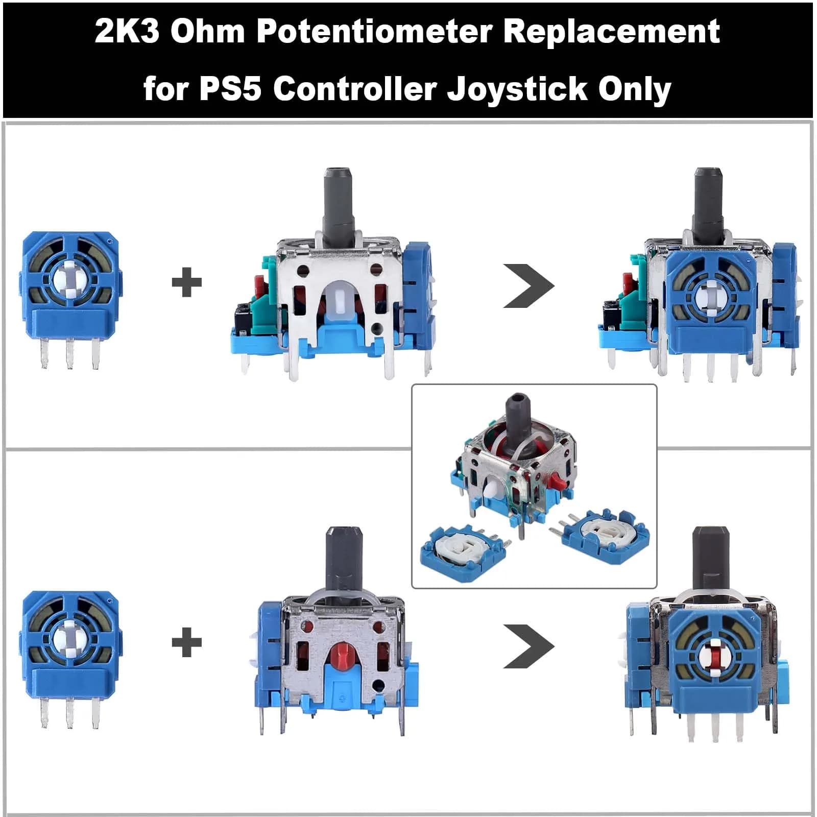 Ikpek 2K3 Ohm Potentiometer Replacement Kit for Dualsense PS5 Controller, 20pcs | Fixes Stick Drift - view 3