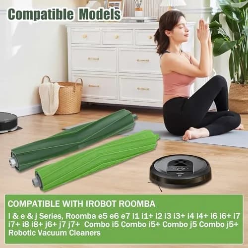 Detetap Replacement Roller Brushes for iRobot Roomba i&e&j Series (2-Pack, Green) | Compatible with i1, i3, i4, i6, i7, i8, j7, E5, E6 Models thumbnail 2