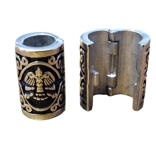 VALHALLA Viking Beard Bead for Men and Women, Clip-On 316L Stainless Steel | Norse Valknut Motif thumbnail 1